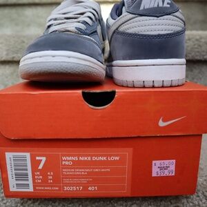 Nike, Dunk, Denim, Women's Size 7, Medium Denim Neutral Grey-White, Like New